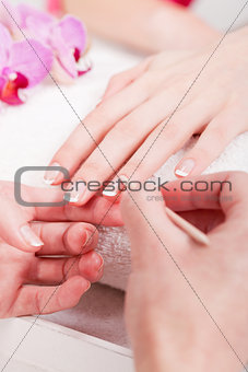 manicure making in beauty spa salon 
