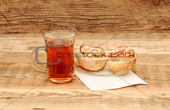 Apple cakes with cup of tea like flower 