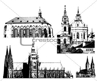vector famous landmarks of Prague