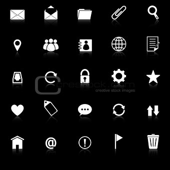 Mail icons with reflect on black background