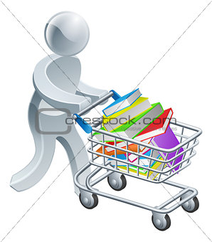 Person pushing trolley with books