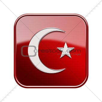Turkish  icon glossy red, isolated on white background