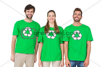 Young people wearing recycling symbol tshirts