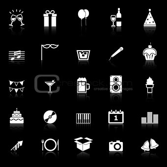New Year icons with reflect on black background