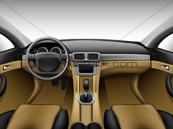 Light beige leather car interior