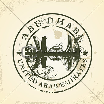 Grunge rubber stamp with Abu Dhabi, UAE