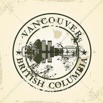 Grunge rubber stamp with Vancouver, British Columbia