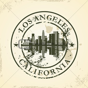 Grunge rubber stamp with Los Angeles, California