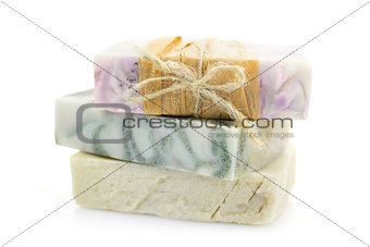 Three pieces of handmade soap \ isolated on white