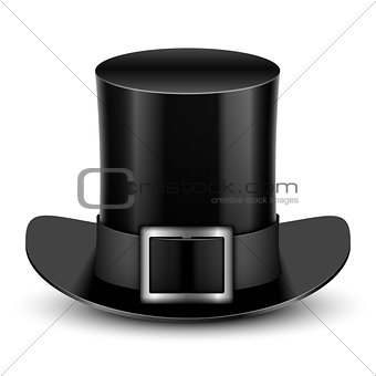 Black Top Hat With Metallic Buckle