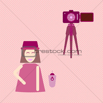 Camera shooting portrait yourself concept