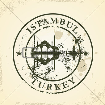 Grunge rubber stamp with Istambul, Turkey
