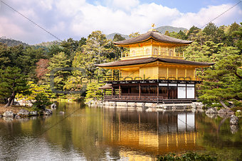 Golden Pavilion Across Pond
