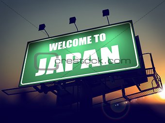 Billboard Welcome to Japan at Sunrise.