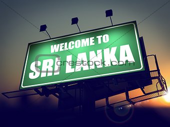 Billboard Welcome to Sri Lanka at Sunrise.