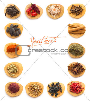 Collection of Spices and herbs white background