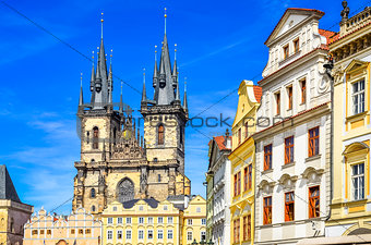 View of Old town and church in Prague