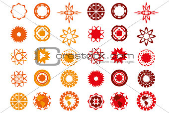 Various logo-designs in red and orange colors isolated over whit