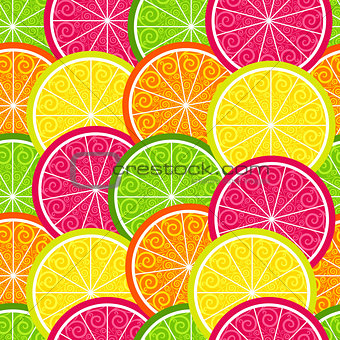 Seamless citrus colorful pattern