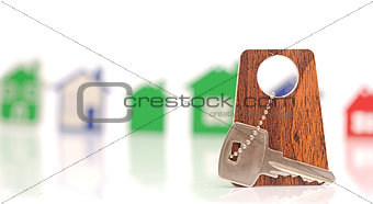 silver key with blank label. Space for your text
