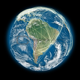 Connected world South America view