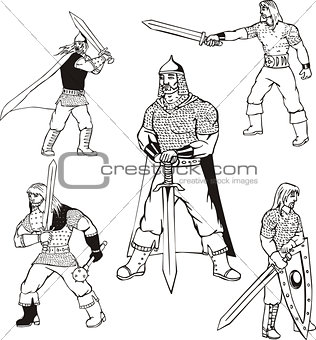 Russian bogatyrs with swords