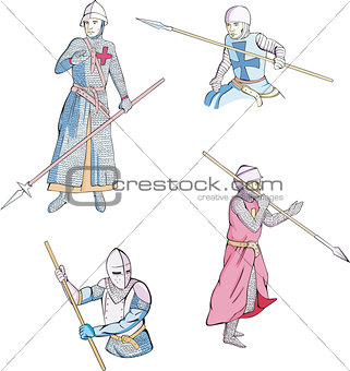 Set of knights with spears