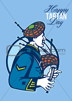 Happy Tartan Day Bagpiper Greeting Card