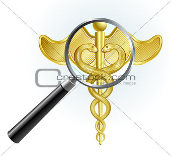 Caduceus under magnifying glass