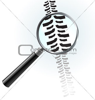 Magnifying Glass on Tire Tracks