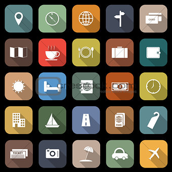 Travel flat icons with long shadow