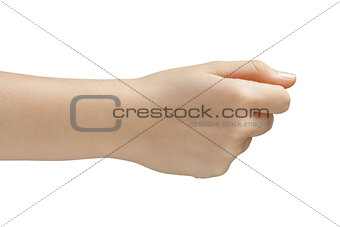 female teen hand to hold something side view