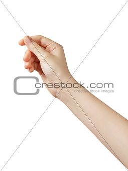 female teen hand to hold something