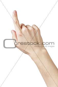 adult man hand pointing or clicking something