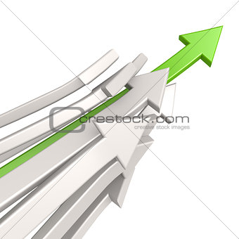 Green arrow toward success