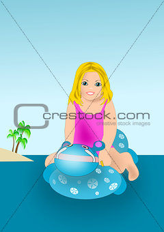Girl with Swimming Toy.