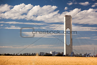 Tower with rays and panels of a Solar Power Station