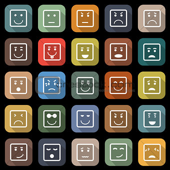 Square face flat icons with long shadow