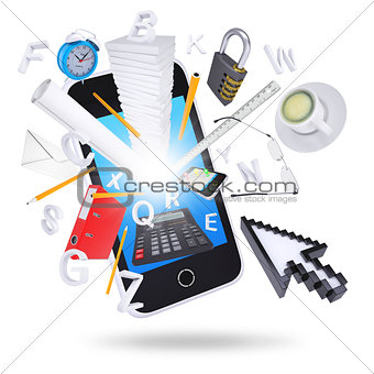 Smartphone and office supplies