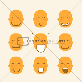 set of icons with yellow faces
