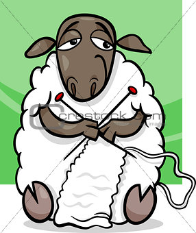 knitting sheep cartoon illustration