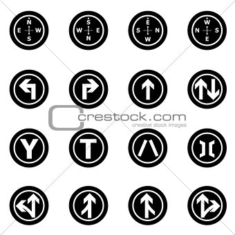 Road sign icons on white background