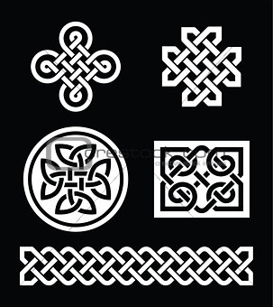 Celtic knots patterns on black background - vector