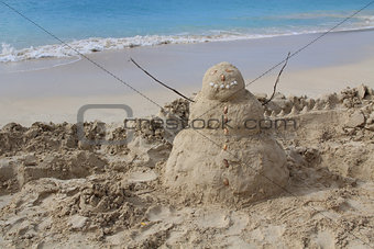 Sandman on a beach in Antigua Barbuda