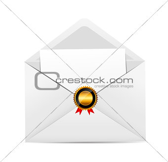 Envelope with Golden Stamp Vector Illustration