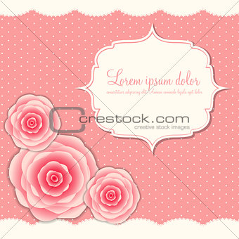 Valentines Day Card with Rose Flowers, Vector Illustration