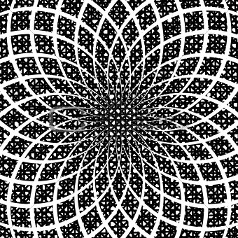 Design monochrome circular spiral background. Splinter textured 