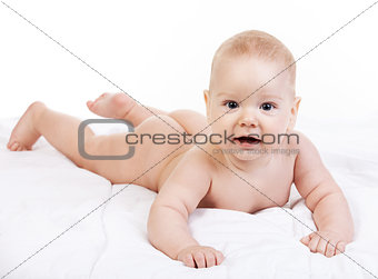 Cute baby boy over white background