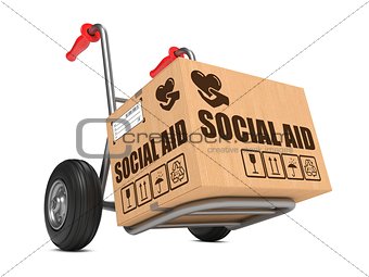 Social Aid - Cardboard Box on Hand Truck.