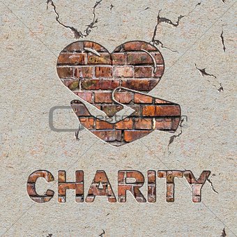 Charity Concept on the Brick Wall.